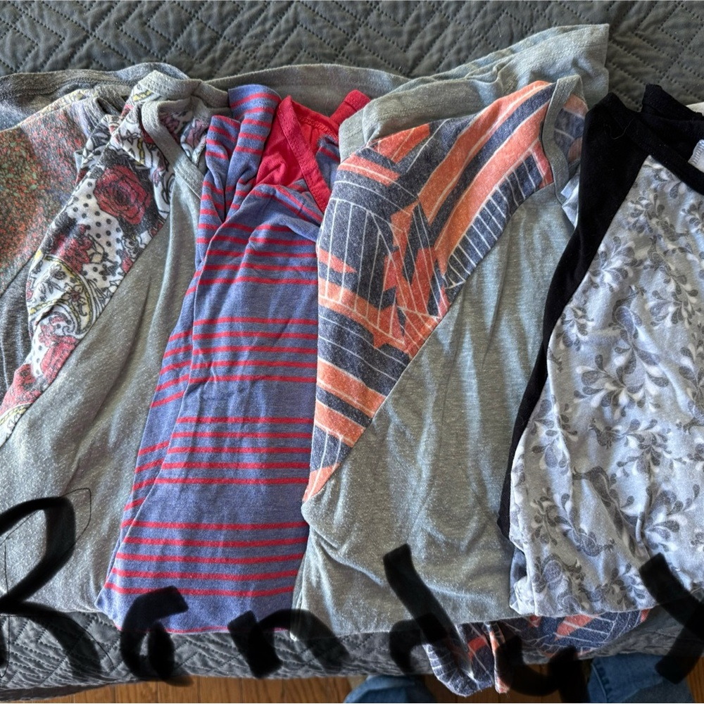LuLaRoe Women's 3/4 Sleeve Tops - Multicolor Variety. Lot of 5